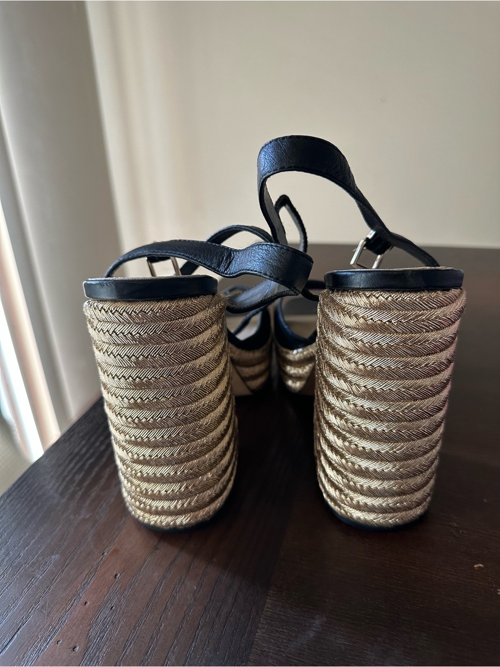 Kenneth Cole Black Platform Espadrille Sandals - Picture 3 of 6